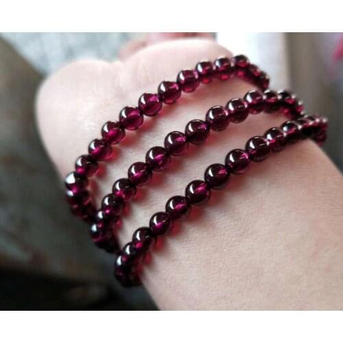 Free shipping Noble jewelry Natural 4.5-5.3mm garnet crystal stone Beads Bracelet 3lap
