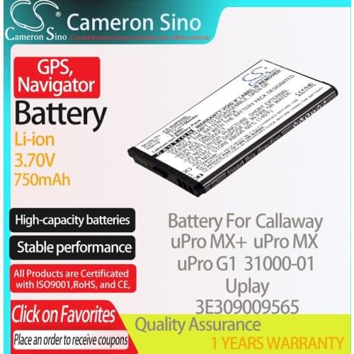 CameronSino Battery for Callaway uPro MX+ uPro MX uPro G1 31000-01 Uplay fits Callaway 8M100003282 GPS,Navigator battery 750mAh