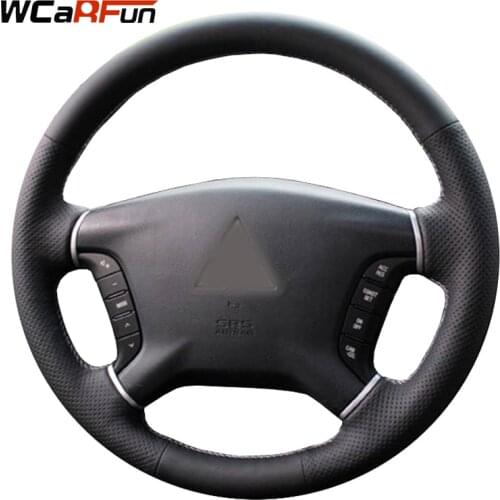 WCaRFun Hand-stitched Black Artificial Leather Car Steering Wheel Cover for Mitsubishi Pajero 2007-2014 Galant 2008-2012