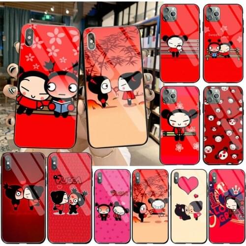 CUTEWANAN Cute cartoon Pucca Black Cell Phone Case Tempered Glass For iPhone 11 Pro XR XS MAX 8 X 7 6S 6 Plus SE 2020 case