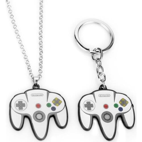 3 Style Hip Hop Game Machine Handle Keyring Key Chains Enamel Fashion Game Controller Keychain Men Long Chain Pendant Necklace