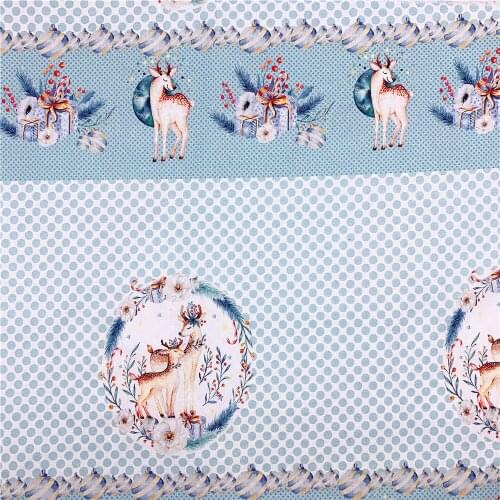 110cm Width Christmas deer cotton fabric Patchwork Sewing Quilting shirt clothes handmade scarf Christmas decoration