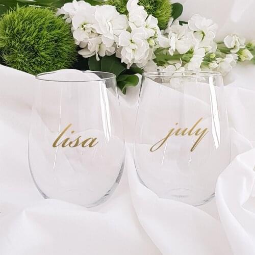 Personalized Name DIY Bridal Party Glass Decal vinyl sticker for Classic Champagne Glasses - Bridal Titles available birthday