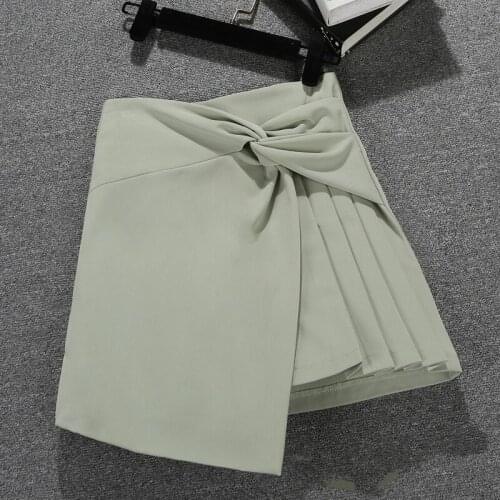 Short Mini Skirt Womens Summer Chic High Waist Slimming A- Line Pleated Skirt All-match Irregular Office Lady Skirts Student