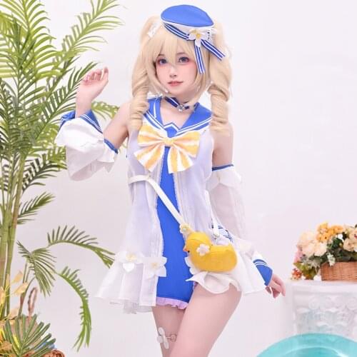 Genshin Impact Barbara Cosplay Costume Women Cute Swimsuit Sexy Swimwear Jumpsuit Coat Halloween Carnival Uniforms Custom Made