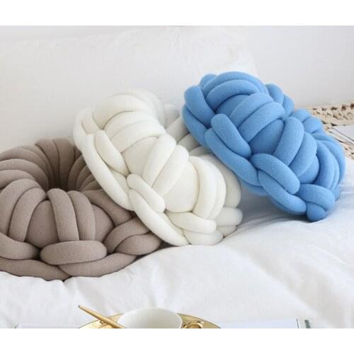 Chunky Yarn Round Throw Pillow Hand Knot Seat Cushion Cute Backrest Doughnut Sofa Chair Back Cushions Home Decorative