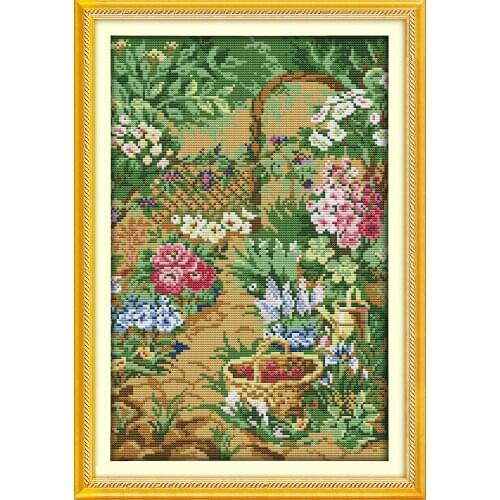 Garden (3) counted canvas DMC 14CT 18CT flower Cross Stitch kits,embroidery needlework Set,hand made Crafts Home Decor replace