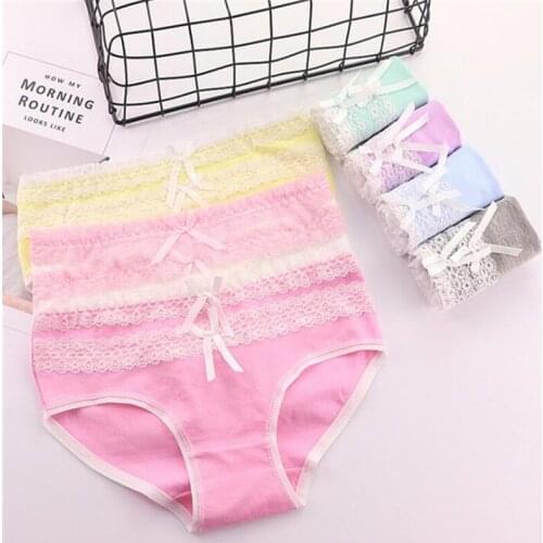 4PCS/Lot Children Cotton Underwear Young Girls Briefs Solid Low Waist Short Briefs Comfortable Ladies Panties TWY-3127-4p
