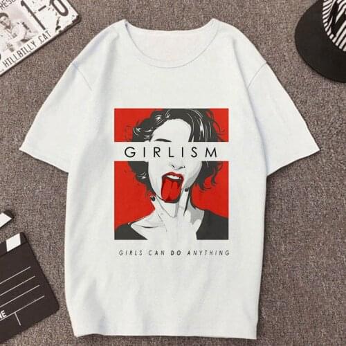 2021 New Funny girl Harajuku T Shirt women Harajuku Aesthetics Tshirt Print Casual Streetwear Tops t-shirt Female O-neck Clothes