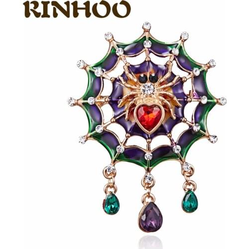 New Arrival 5 Style Rhinestone Spider Brooches For Women Colorful Zircon Pearl Insect Brooch Pin Personality Fashion Jewelry