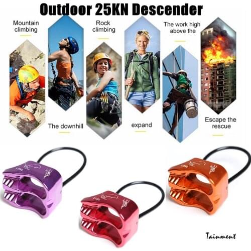 ETC Descender Professional Rappel ATC Belay Device Aluminum 25KN Descender Outdoor Camping & Hiking Rock Climbing Equipment 1/3p