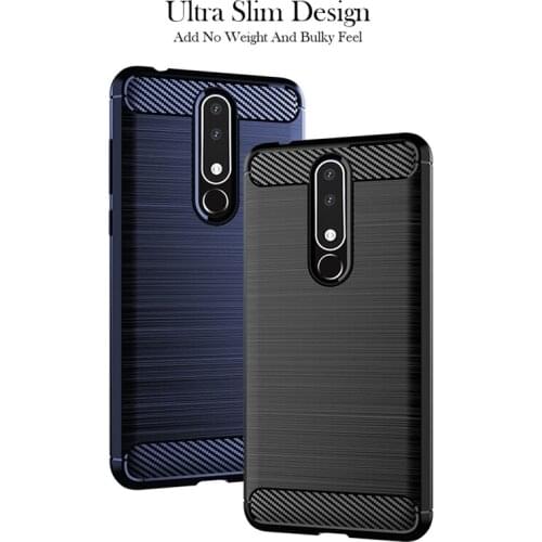 Luxury Carbon Fiber Soft silicone TPU Anti Scratch Shockproof Back Original Case for Nokia 6.1 Plus 5.8" Cover Cases