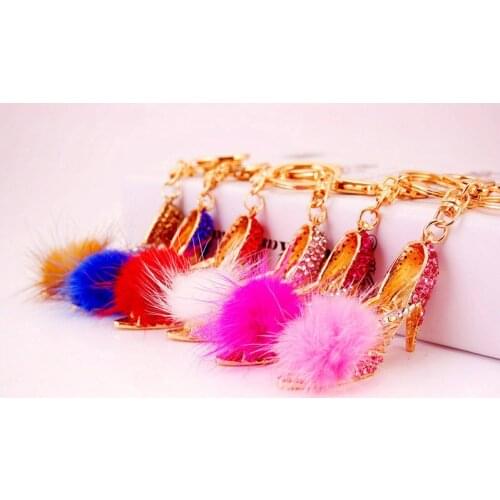 Christmas Gift Crystal High Heel Shoe Keychain Rhinestone Women Purse Car Key Chain Bag Decorative Fashion Keyring