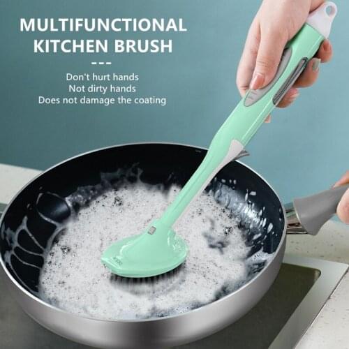 Long-handled Dishwashing And Pot Washing Brush Household Kitchen Cleaning Brush Automatic Liquid Addition Brush