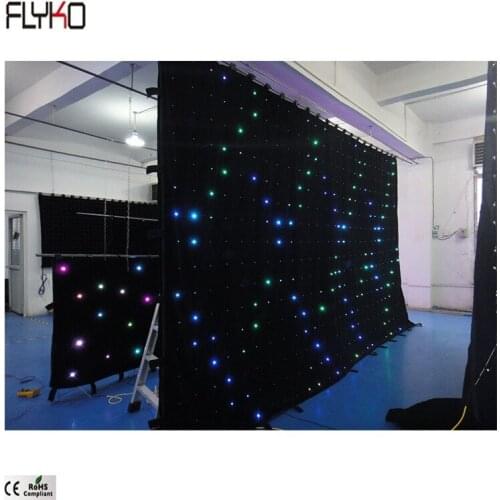 Flyko LED Twinkle Cloth Wedding Party Backdrop Lights P100mm 4x4m flexible led video curtain used in wedding decoration