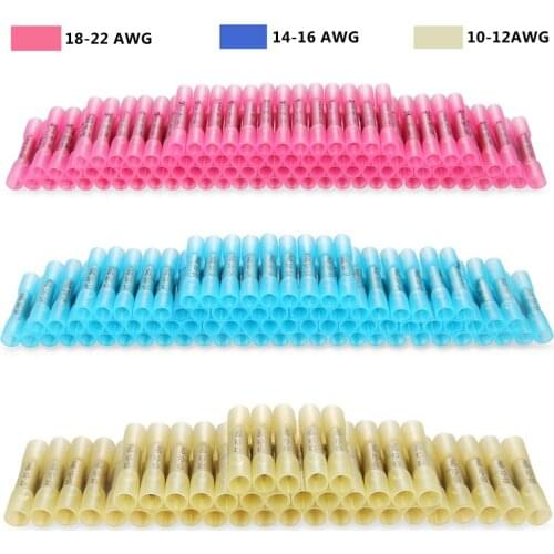 120/300pcs Heat Shrink Butt Wire Connectors Waterproof Insulated Automobile Wire Cable Terminals AWG 10-22 Automotive Marine
