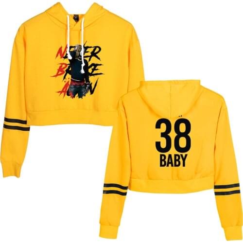 YoungBoy Never Broke Again Yellow Crop Top Hoodie Harajuku Cropped Sweatshirt Streetwear Hip Hop Long Sleeves Pullover Tops