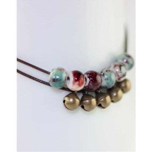 12 Pieces/Lot Ceramics Beaded Pendant Charm Anklets Bracelet Women Girl Bells Chains Barefoot Sandals Chain Enkelbandje Jewelry