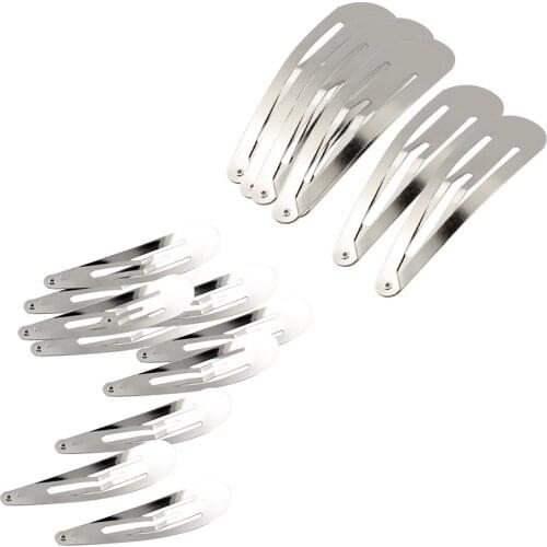 20pcs 7/9cm Silver Sleepy Hair Snap Clips Bendy Slides Blank for DIY Craft