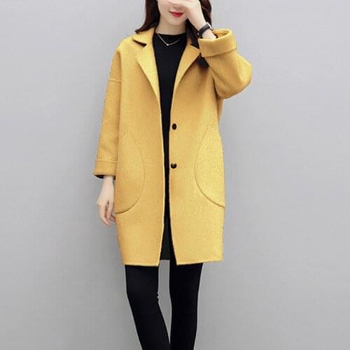 2019 New Winter Mid-length Slim woolen coat Women Casual Korean Woolen Jacket Fashion Cardigan Elegant Outwear Autumn Coats 1022