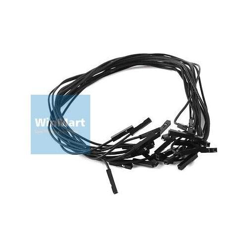 30 Pcs Double Head 1pin F/F Jack Connector Jumper Cable Black 30cm Long