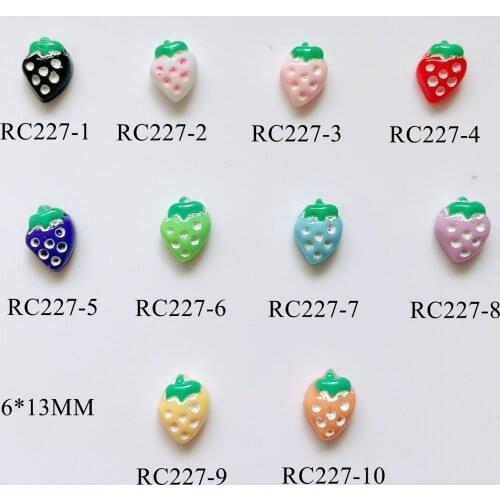 30pcs Cute Strawberry Shape Nail Resin Decoration Cartoon Resin Deco RC227