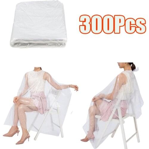 300pcs Waterproof Clear Disposable Salon Haircut Capes Apron Set Unisex
