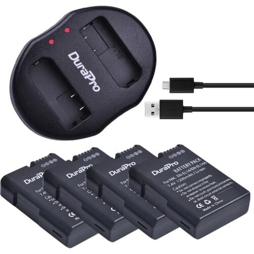 4Pc 1200mAH EN-EL14 EN EL14 Battery + USB Dual Charger For Nikon EOS D5500, D5300, D3300, D5100, D5200, D3100, D3200 Camera