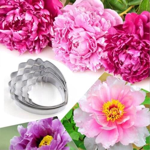 4Pcs/Set Peony Flower Cookie Cutter Set 3D Sugarcraft Fondant Cake Pastry Biscuit Baking Mold DIY Cake Decorating Tools New