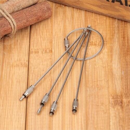 5Pcs 11cm Multifunct Outdoor Camping Locking Wire Rope Cable Key Ring Wire Chain Pendant Loop EDC Tools Stainless Steel