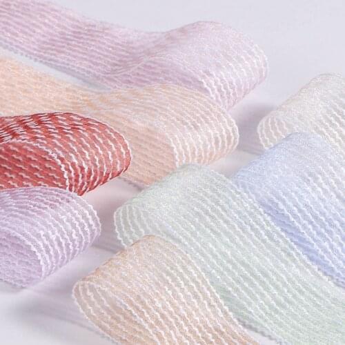 5 yards/lots Striped Snow Yarn Lace Edge Organza Satin Ribbon for DIY Craft Hair Bow Gift Packaging Clothing Accessories