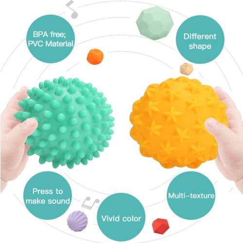 6/8/10 Pcs Baby Rubber Textured Touch Ball Hand Sensory Children Ball Toys Infant Training and Massage Soft Ball Development Toy