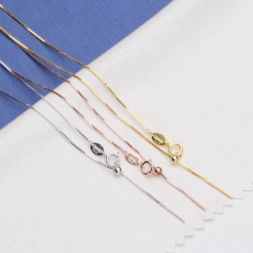 " Fake One Penalty Ten " 18CM 45CM Box Chain 925 Sterling Silver Chain Necklaces Jewelry Accessories Findings