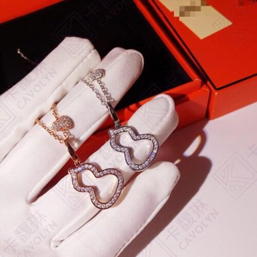 Fashion Lady Sexy Gourd Shaped Necklace Bride AAAA Zircon 925 Sterling Silver Sweater Chain Wedding Pendant Necklace