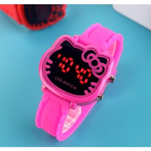 Hot Rubber Strap Kitty LED Children Watches for Girls Fashion Casual Child Watch Kids Digital Wristwatch Clock Montre Enfant