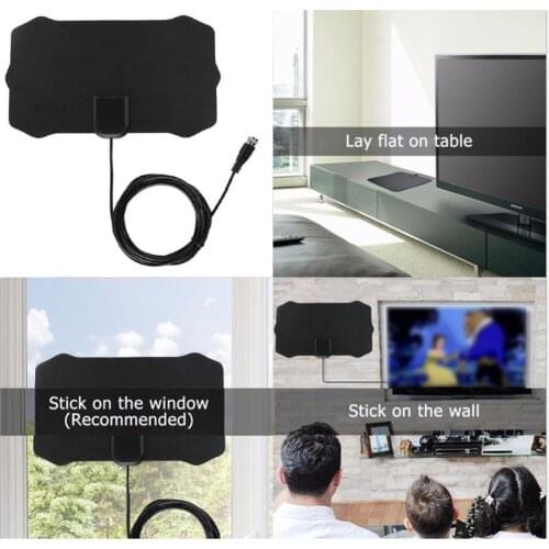 Digital TV Antenna Indoor HDTV Antenna Mini HDTV Signal Receiver with Coax Cable for Free Channels