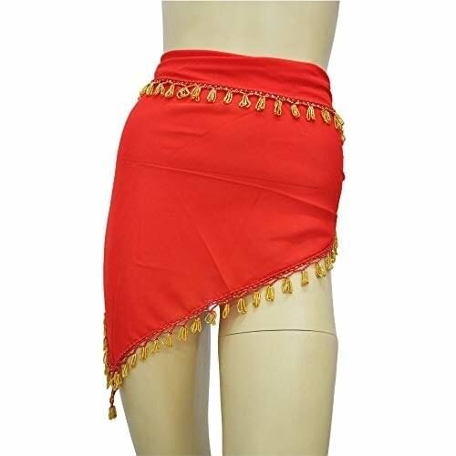 Danza del Vientre Pañuelo de Gasa Crep con Abalorios, Chal o Cubre Cabeza, Mide 145 x 85 x 85 cm