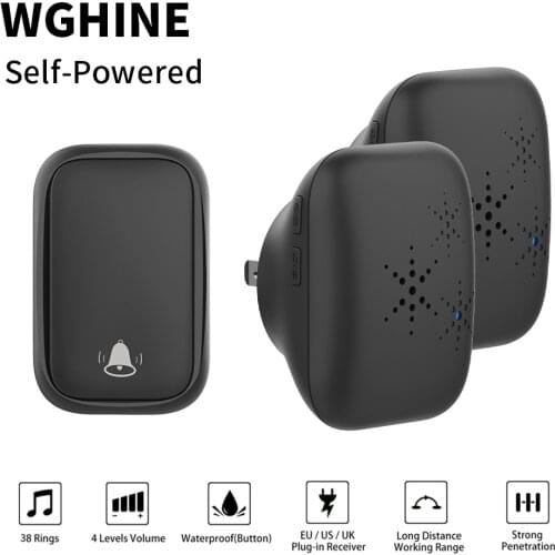 WGHINE Outdoor Wireless Doorbell No Battery Waterproof Door Bell Home Security Welcome Doorbell Chimes Door Bell Pager