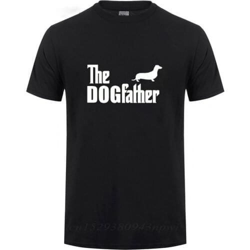 Dachshund Sausage Dog The Dogfather Funny T Shirts For Men Summer Short Sleeve Crewneck Cotton Casual Streetwear T-Shirt Tshirt