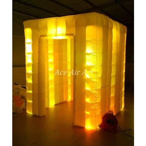 Hot selling Inflatable Bright Led Cube Inflatable Booth Tent With 2 sticker Doors and covers Made By Ace Air Art for Chile