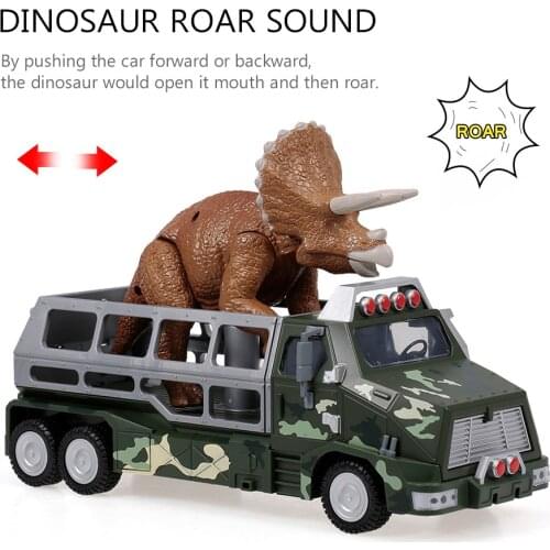 Simulate Dinosaurs Transport Car Carrier Truck Toy Dilophosaurus Pull Back Dinosaur Cars Toys Gift for Kids