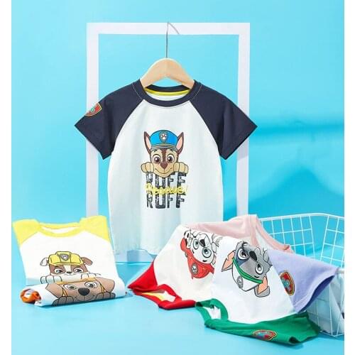 PAW PATROL Cartoon Fashion Anime Childrens Short Sleeve Boys Girls Loose Round Neck T-Shirts Baby Top Clothes Childrens Wear