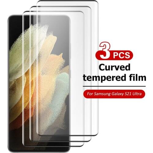 3 PCS Curved Protective Glass For Samsung Galaxy S21 S20 Ultra S20 FE Plus Screen Protector For Samsung S21 Ultra S20 Plus Film