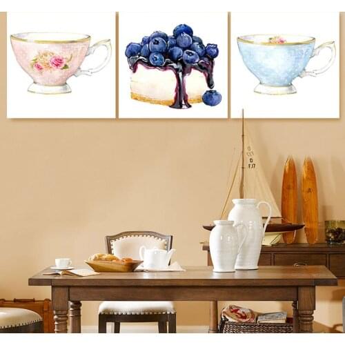 Diy oil painting Tea cup cake wall pictures for living room digital paint by numbers modular painting