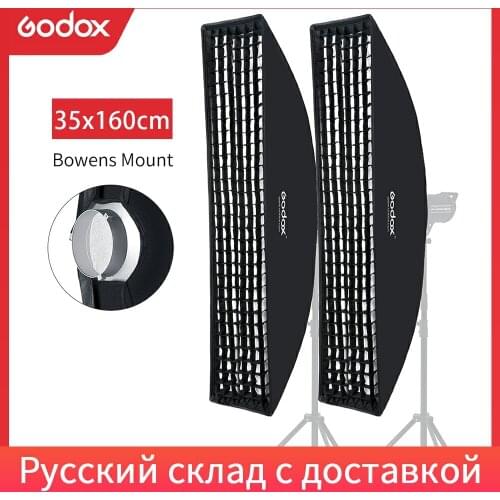 2PCS Godox 35 x 160cm /14" * 63" Strip Beehive Honeycomb Grid Softbox with Bowens Mount for Studio Flash DE300 DE400 SK300 SK400