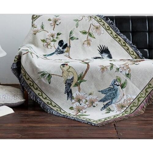 RAYUAN Multi-function 100% Cotton Floral Throw Double Faced Crochet Thread Blanket Sofa Chair Bed Cover Tapestry Carpets Towel