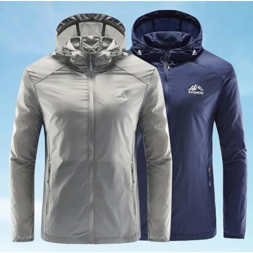 Men Fishing Clothes Long Sleeve Hoody Summer Sun UV Protection Jacket Clothing Oversize Hooded Thin Beach Sport Sweatshirt X513G