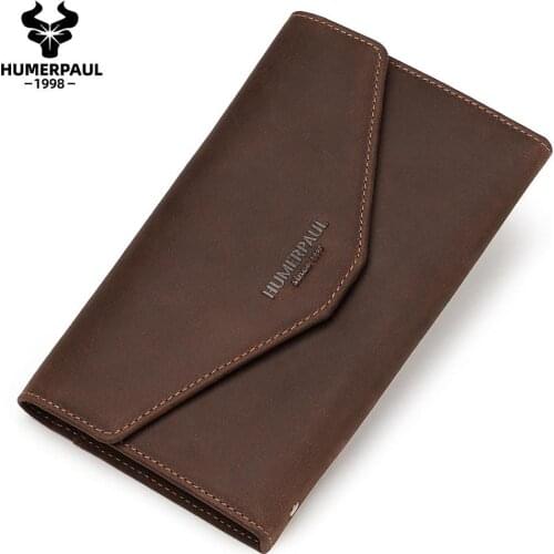 Crazy Horse Leather Men Clutch Bags Large Capacity Handbags For Cell Phone Pocket Male Multifunction Passport Handy Wallet 2020