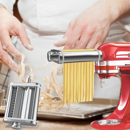 3 in 1 Pasta Maker Attachments Set Stainless Steel Spaghetti Noodle Dough Making Tools Roller Presser Machine For Kitchen Aid
