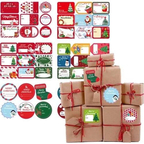 1 Sheet Merry Christmas Greeting Card Stickers Festival Self Adhesive Tag Gift Box Candy Bag Decorative Presents Labels Decals